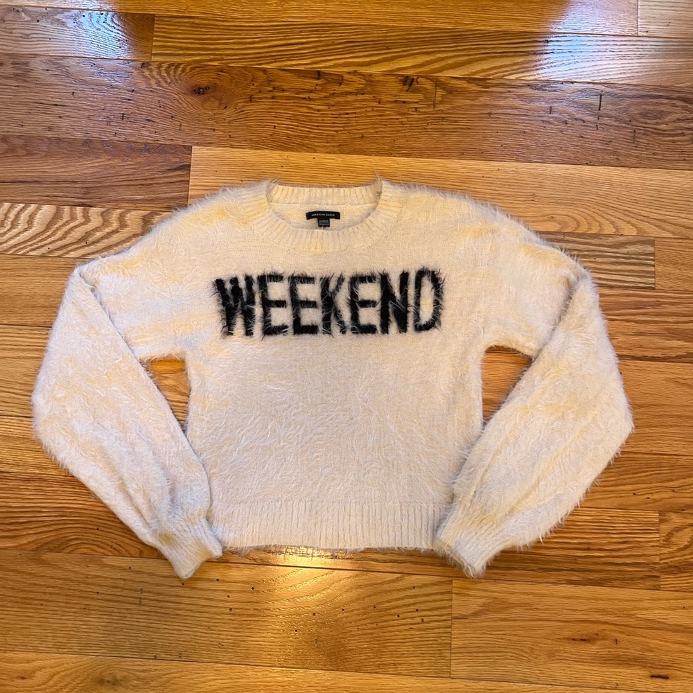 American Eagle Fuzzy Crewneck Sweater